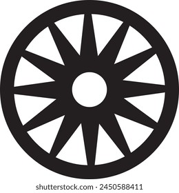 "Vector Drawing of a Single Antique Cart Wheel"