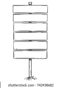 Vector drawing of six empty blank sign boards