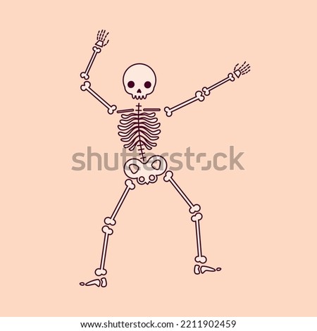 Vector drawing of a skeleton. Drawing of a skeleton in a funny pose for Halloween.
