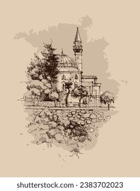 Esbozo de dibujo vectorial de la torre de Alanya