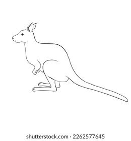 vector drawing sketch of animal, hand drawn kangaroo, isolated nature design element