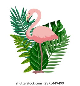 dibujo vectorial de ave, flamingo dibujado a mano, elemento de diseño natural aislado
