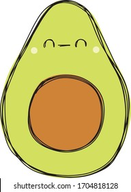 Vector drawing sketch of colored fruit with a face and emotions. You can use it as a logo, image, illustration, or icon for printing, books, magazines, web design, clothing, stickers, or posters
