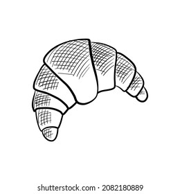 esbozo de dibujo vectorial de croissant, ilustración dibujada a mano en fondo blanco