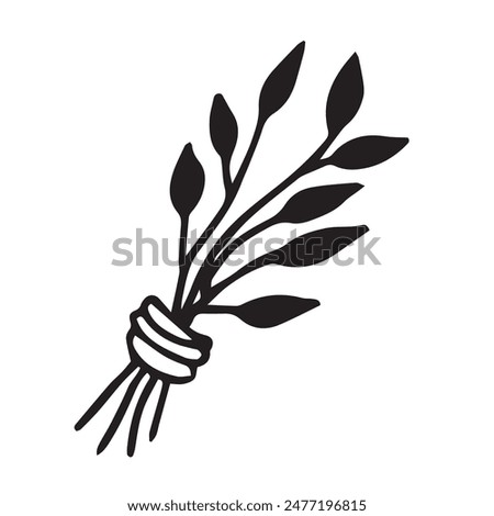 vector drawing in sketch style. bunch of branches. witchcraft, halloween. vintage illustration