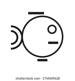 Icono de pez esquemático vectorial hecho de círculos, contorno