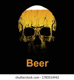 vector drawing of skull with beer inside. Illustration for poster against alcoholism.