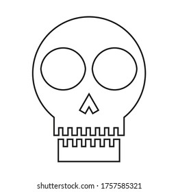 Vector drawing skull, contour color black flat style