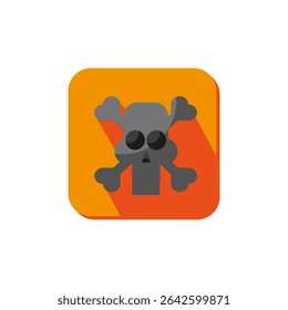 Vector drawing skull and crossbones, color gray flat style 
