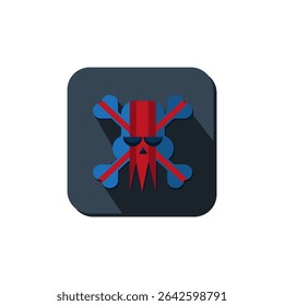 Vector drawing skull. Icon skull british flag, color red and blue flat style