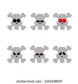 Vector drawing skulls, color gray