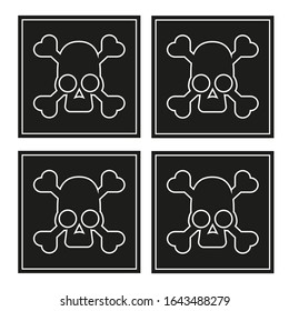 Vector drawing skulls. Set skulls contour color white flat style