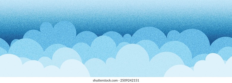 Vector drawing of sky with clouds, cartoon illustration, natural background