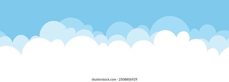 Dibujo del Vector del cielo con las nubes, borde inconsútil, ilustración de la historieta, fondo natural