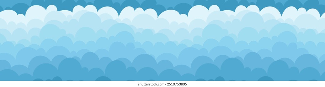 Dibujo del Vector del cielo con las nubes, modelo inconsútil, ilustración de la historieta, fondo natural