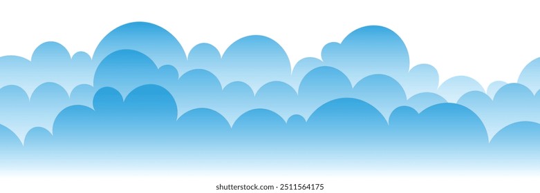 Dibujo del Vector del cielo con las nubes, borde inconsútil, ilustración de la historieta, fondo natural