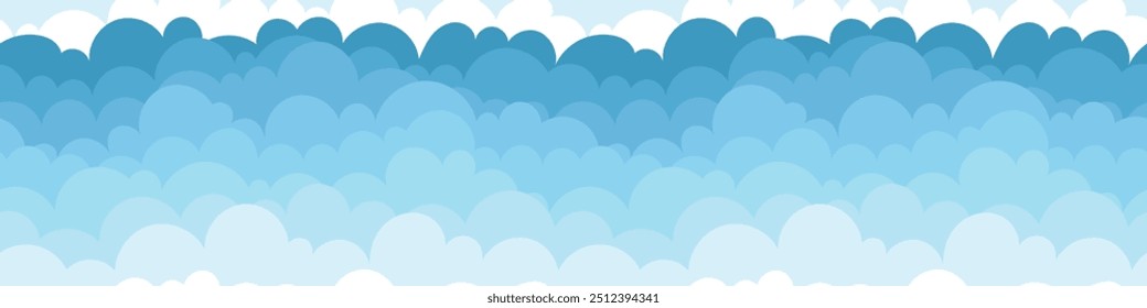 Dibujo del Vector del cielo con las nubes, borde inconsútil, ilustración de la historieta, fondo natural