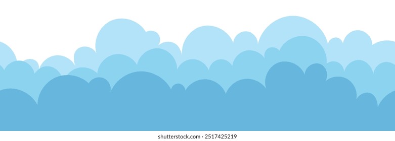 Dibujo del Vector del cielo con las nubes, borde inconsútil, ilustración de la historieta, fondo natural