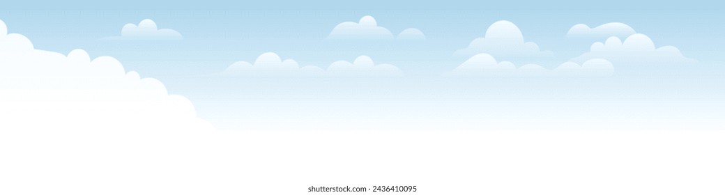 Dibujo vectorial de cielo con nubes blancas, ilustración de dibujos animados, fondo natural