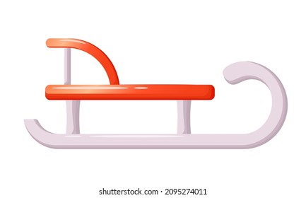 Vector drawing of a sled in a flat style, isolated on white background. Children's sleds for sliding down the slide. Winter illustration