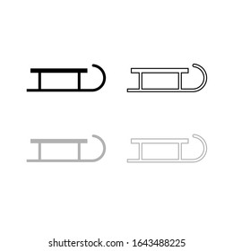 Vector drawing sled silhouette and contour, color black gray flat style
