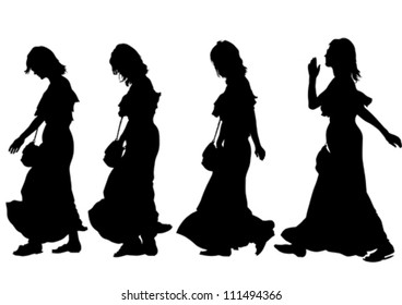 Vector drawing slim and beautiful girls