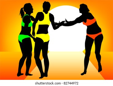 Vector drawing slim and beautiful girls