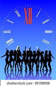 Vector dibujando chicas delgadas y bellas en escena