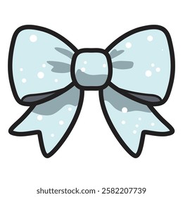 A vector drawing of a small blue bow adorned with delicate snowflakes, creating a charming and wintery aesthetic. 