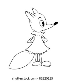 vector drawing of the small fox on white background