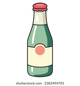 A vector drawing of a small glass bottle, featuring a sleek and simple design.