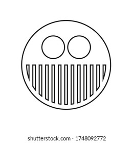 Vector drawing smile circle, contour color black flat style