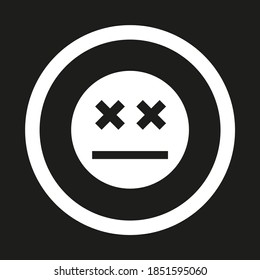 Vector drawing smile in circle, silhouette color white