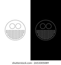Vector drawing smile, dotted line color black and white flat style
