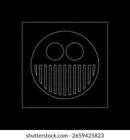 Vector drawing smile, dotted line color white flat style