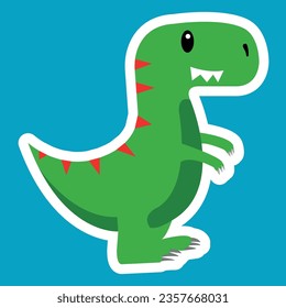 Vector drawing of smiling dinosaur for graphic printing happy green dinosaur sticker