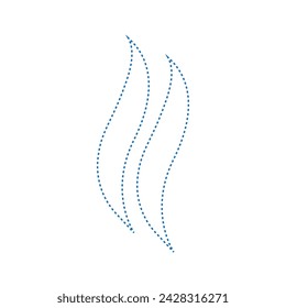 Vector drawing smoke rising, dottet line color blue flat style