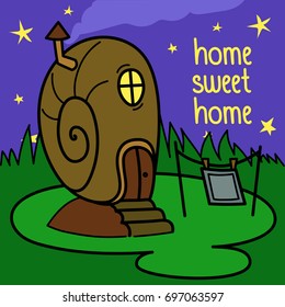 Vector drawing of a snail shell sweet home