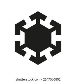 Vector drawing of a snowflake. Snowflake icon, color black flat style