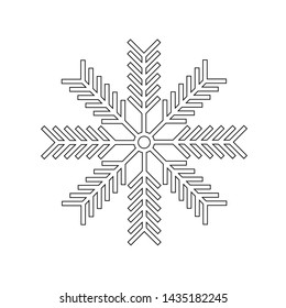 Vector drawing snowflake. Icon snowflake contour color black flat style