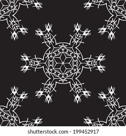 Vector drawing snowflakes as a backdrop to a cheerful Christmas holidays