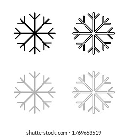 Icono vectorial de copos de nieve, color negro y gris