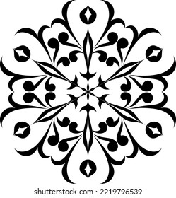 vector drawing of snowflakes, a six-pointed star on a white background