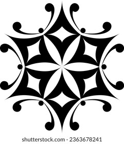 vector drawing of snowflakes, a six-pointed star on a white background