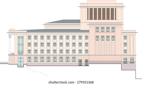 Vector drawing of Socialism building facade