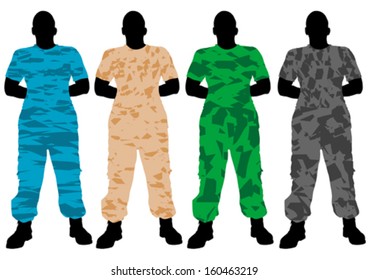 Vector drawing of a soldier in uniform with weapon