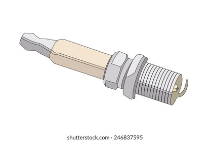 Vector drawing of a spark plug