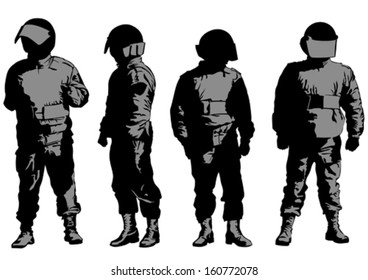 Vector drawing of special police force. Property release is attached to the file