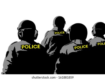 Vector drawing of special police force. Property release is attached to the file