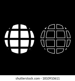 Vector drawing sphere, radians, silhouette and contour color white